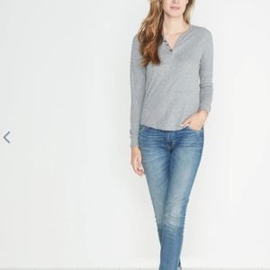 Marine Layer double knit henley in heather gray